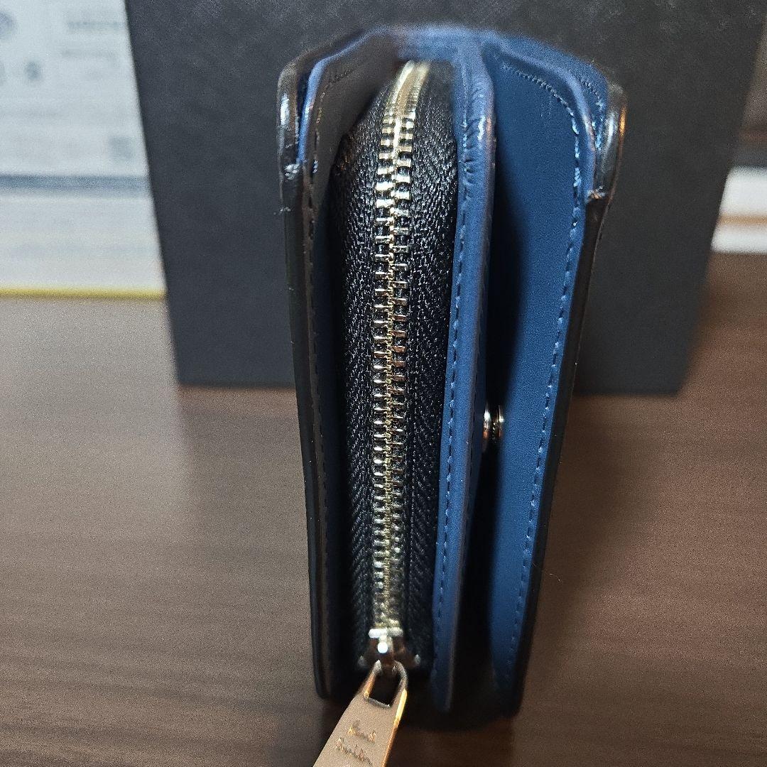 Paul Smith 二つ折り財布 ブラック/ブルー 箱付き(ポールスミス)