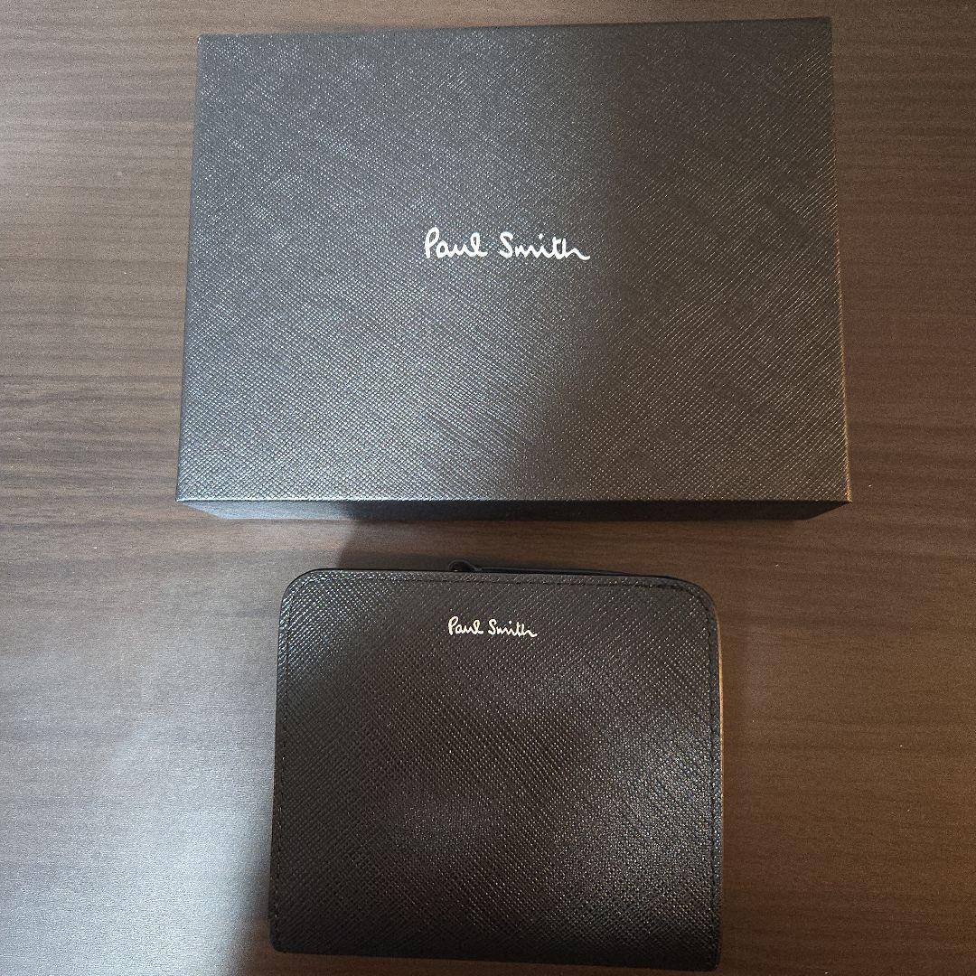 Paul Smith 二つ折り財布 ブラック/ブルー 箱付き(ポールスミス)
