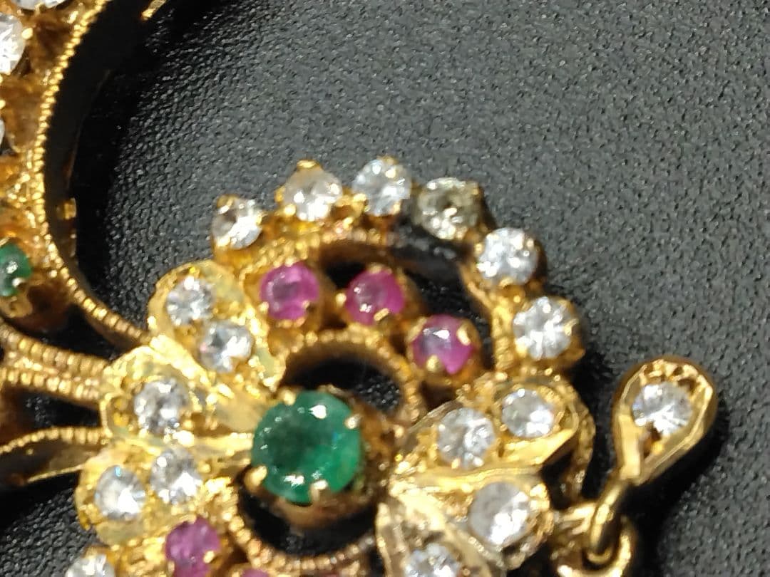 【伝統工芸】インド ダイヤ エメラルド ルビー ゴールドネックレス