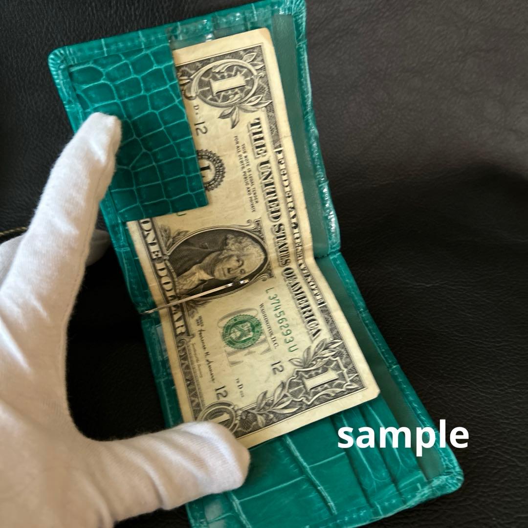 ZX。本革クロコダイル　無双マネークリップ　艶あり　JRA認定タグ