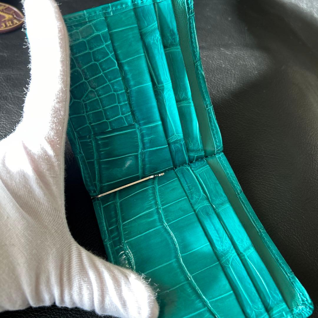 ZX。本革クロコダイル　無双マネークリップ　艶あり　JRA認定タグ