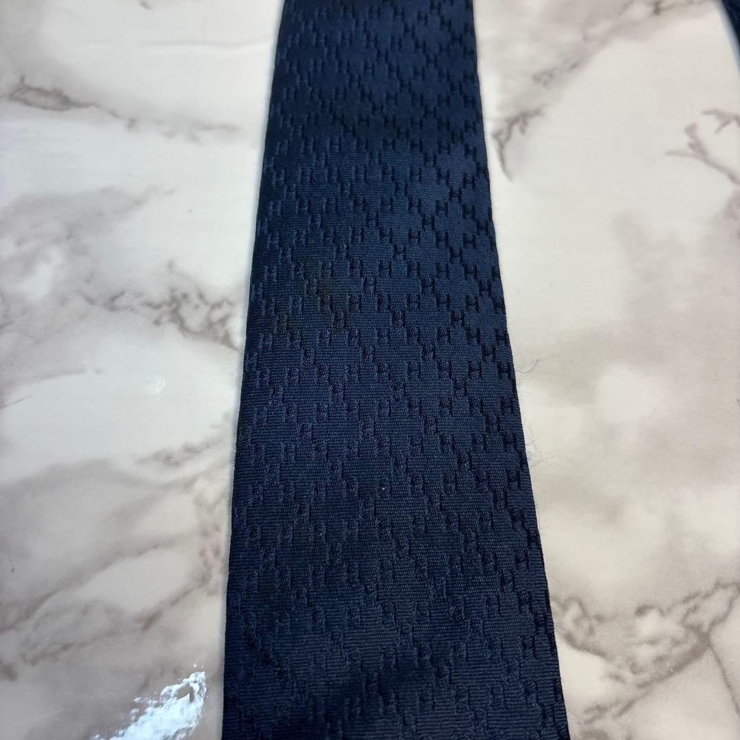 HERMES ネクタイ　ファソネ　H柄　ブルー　青色　高級シルク