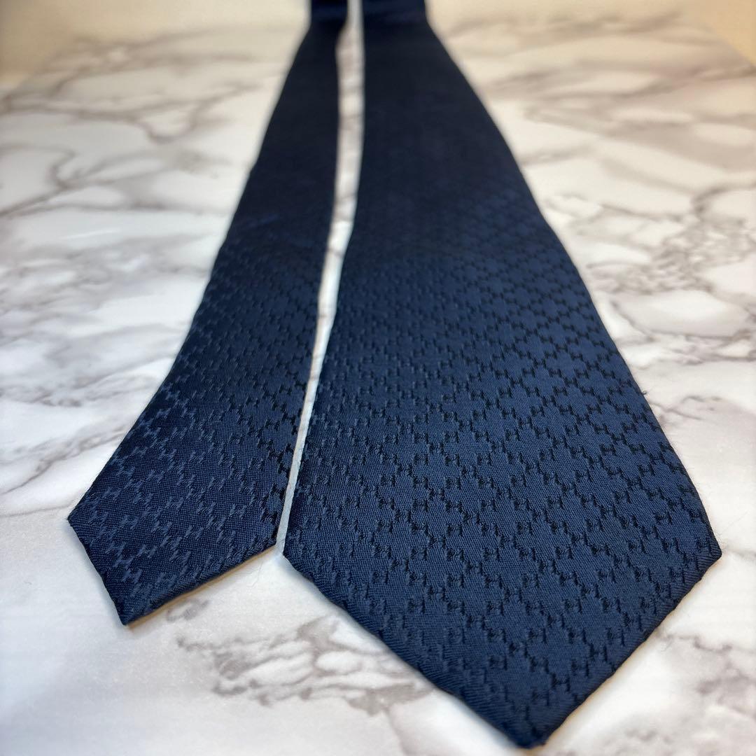 HERMES ネクタイ　ファソネ　H柄　ブルー　青色　高級シルク