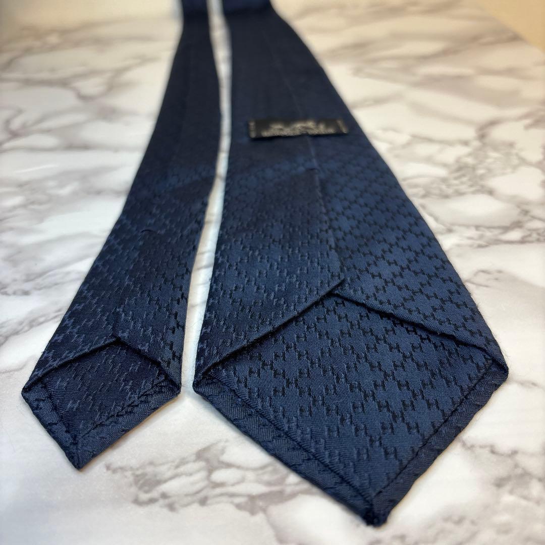 HERMES ネクタイ　ファソネ　H柄　ブルー　青色　高級シルク