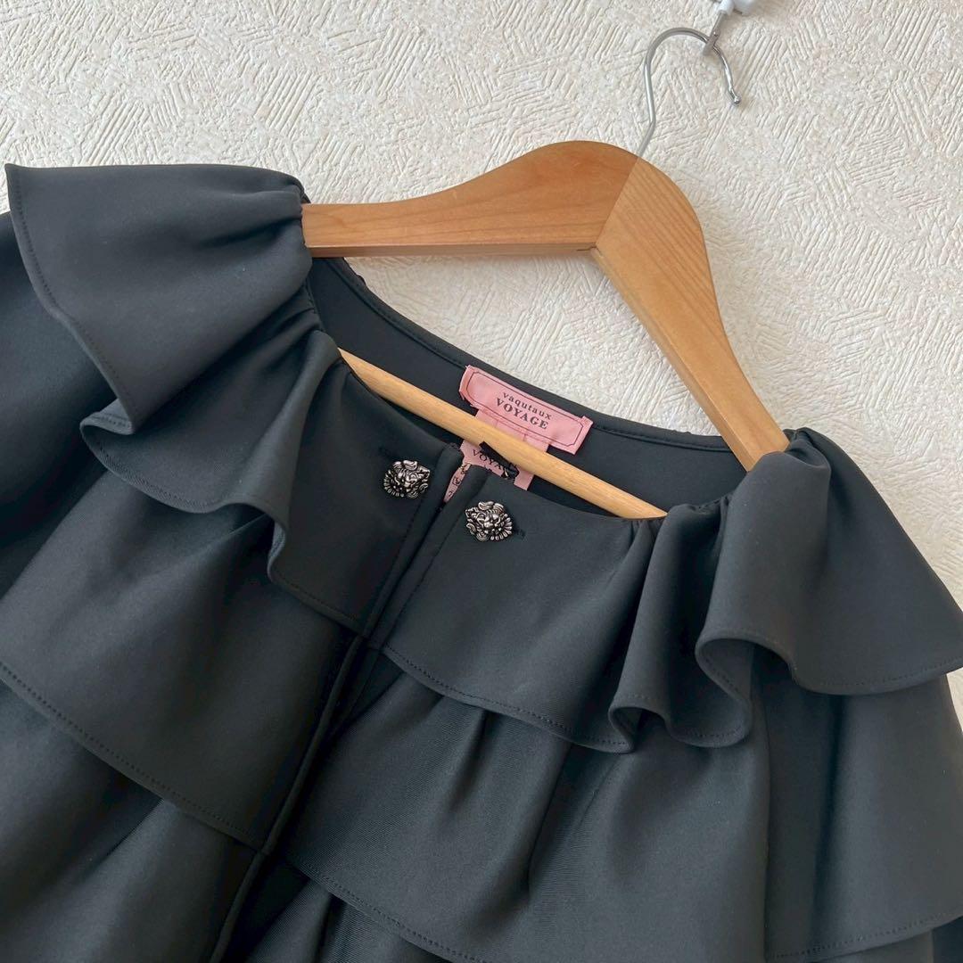 タグ付✨️Vaqutaux Voyage ビーチタウンドレス フリルボレロ 黒