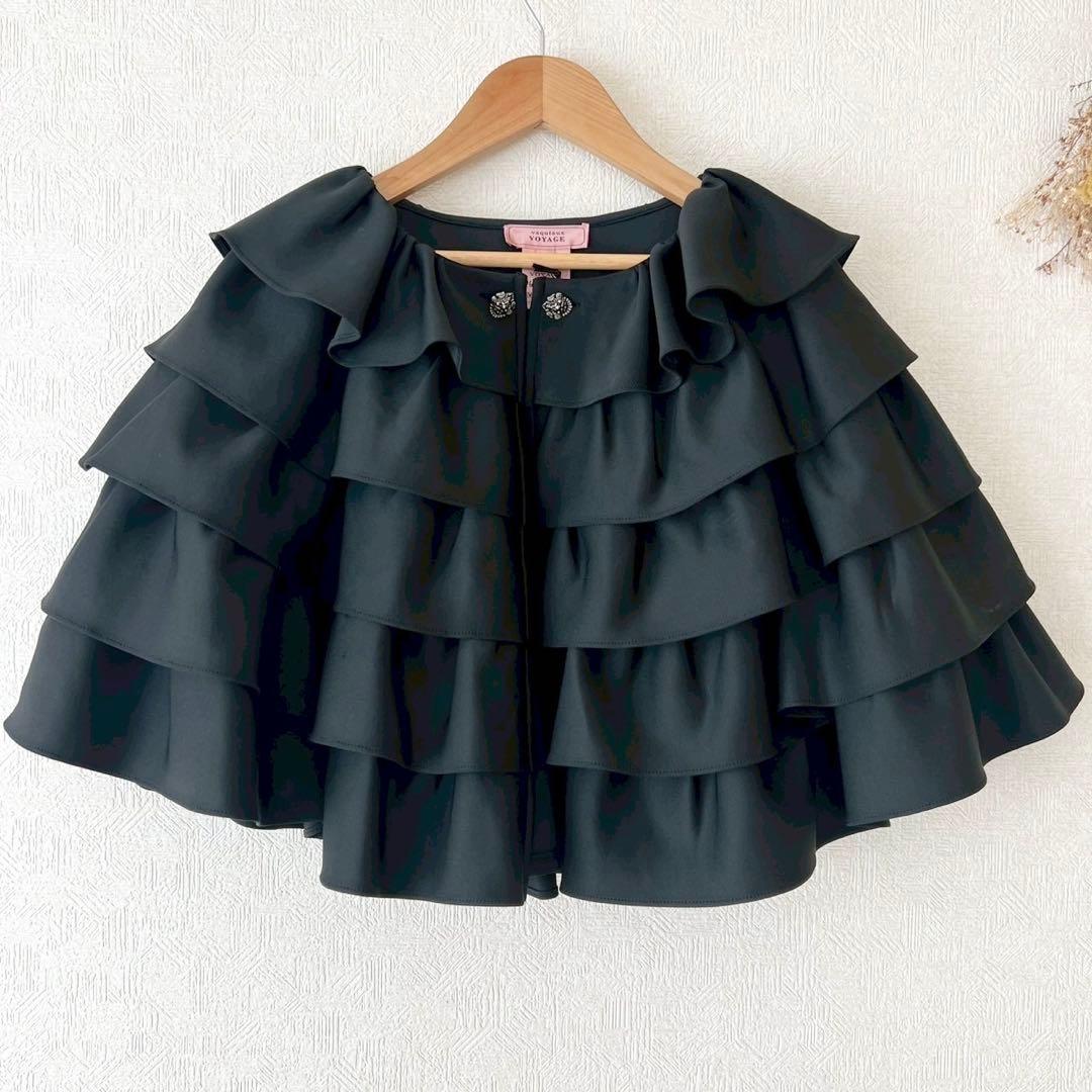 タグ付✨️Vaqutaux Voyage ビーチタウンドレス フリルボレロ 黒