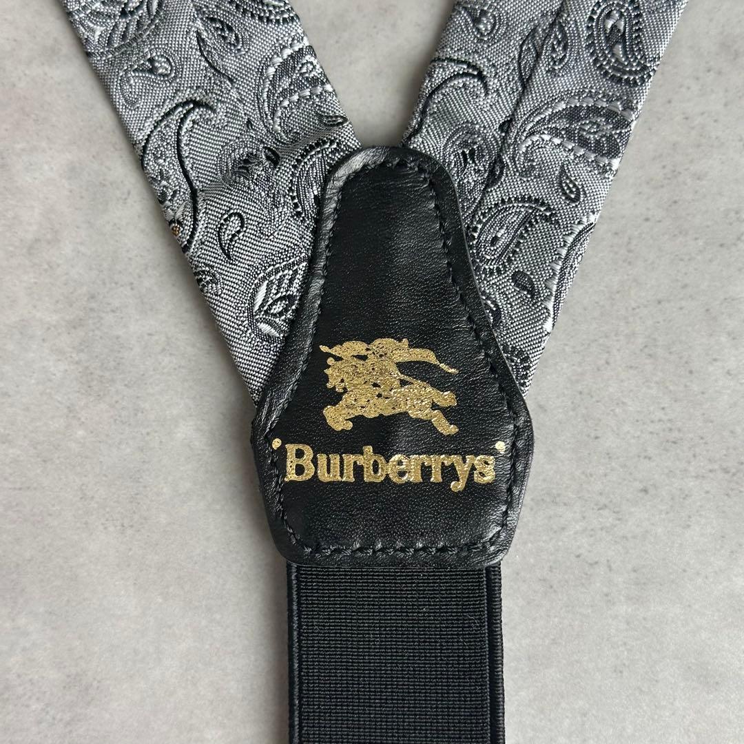 超希少✨BURBERRY ペイズリー柄　サスペンダー　ホースロゴ　ゴールド金具