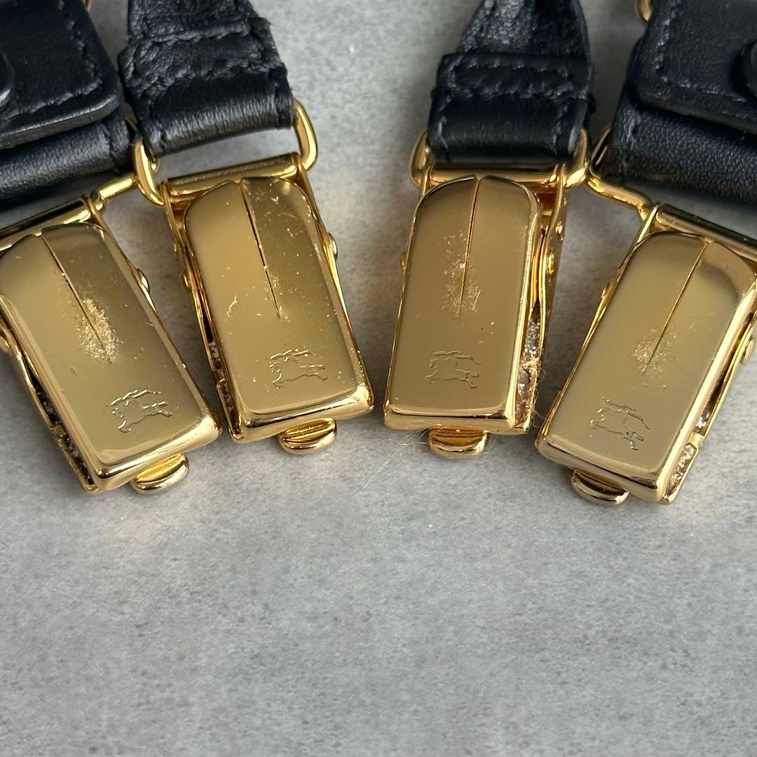 超希少✨BURBERRY ペイズリー柄　サスペンダー　ホースロゴ　ゴールド金具