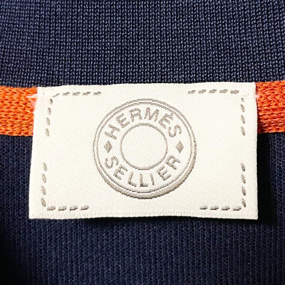 【試着のみ】エルメス セリエボタン ポロシャツ ネイビー オレンジ Mサイズ