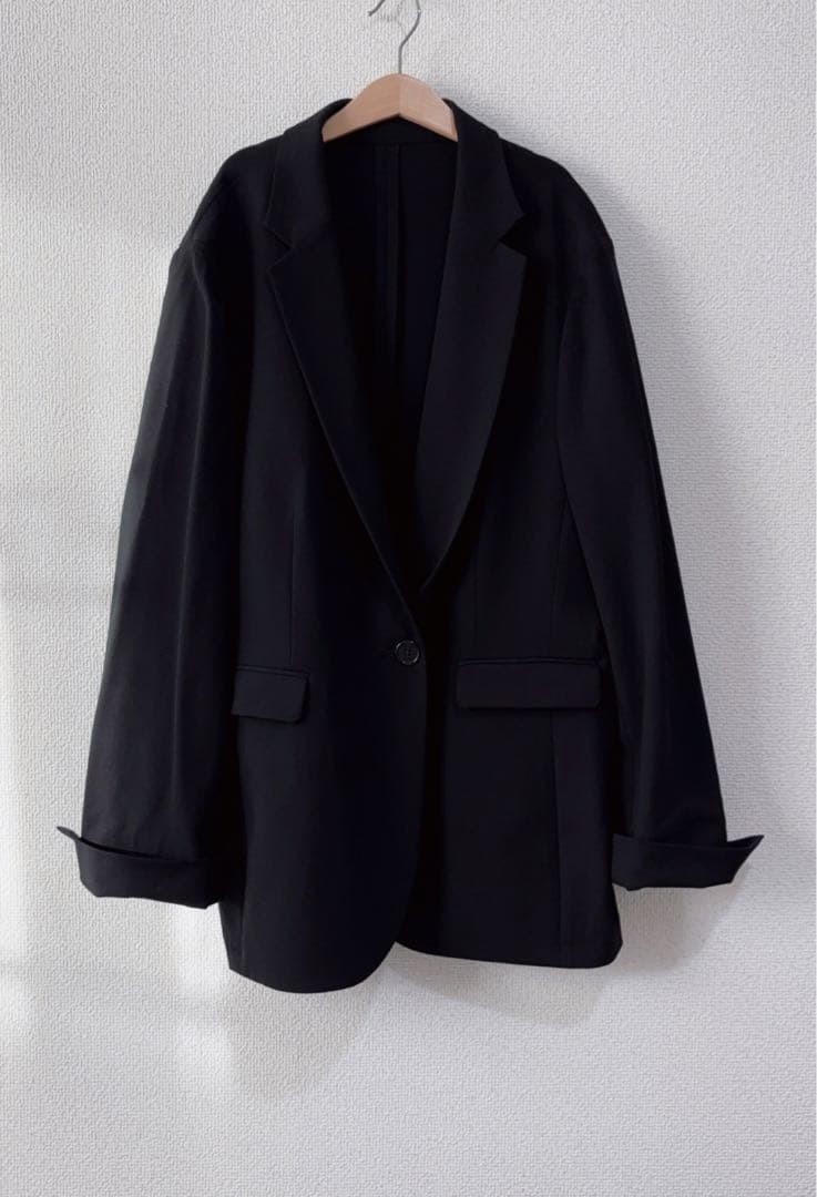 美品　ラエフ　大きいサイズ　46 17号　4Lストレッチラフブラックジャケット