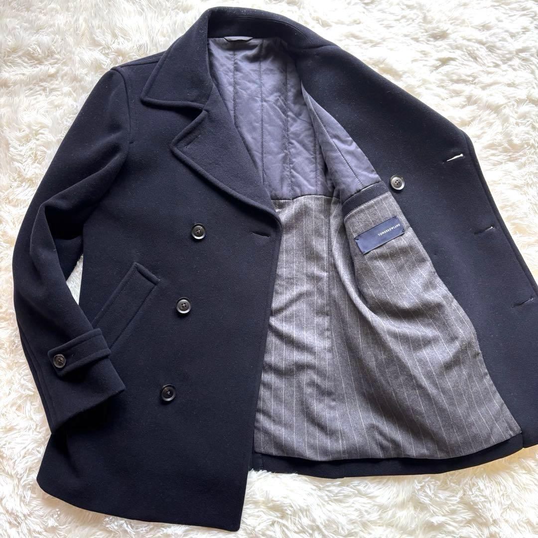 ✨美品✨トゥモローランド　ピーコート　カシミヤ混　ストライプ裏地　中綿入り　M