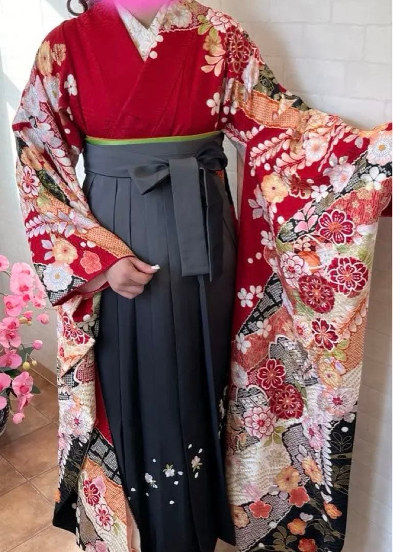 【専用】辻が花・正絹の振袖フルセット+袴フルセット(ブーツ除く