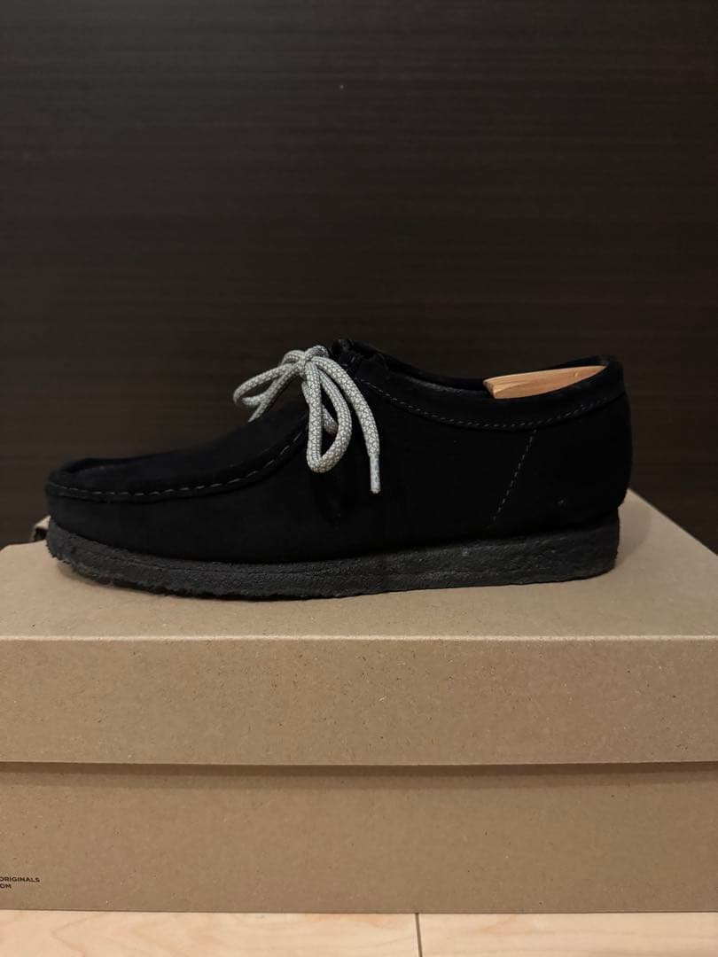 クラークス ワラビー ブラックスエード UK6.5(25.0cm)