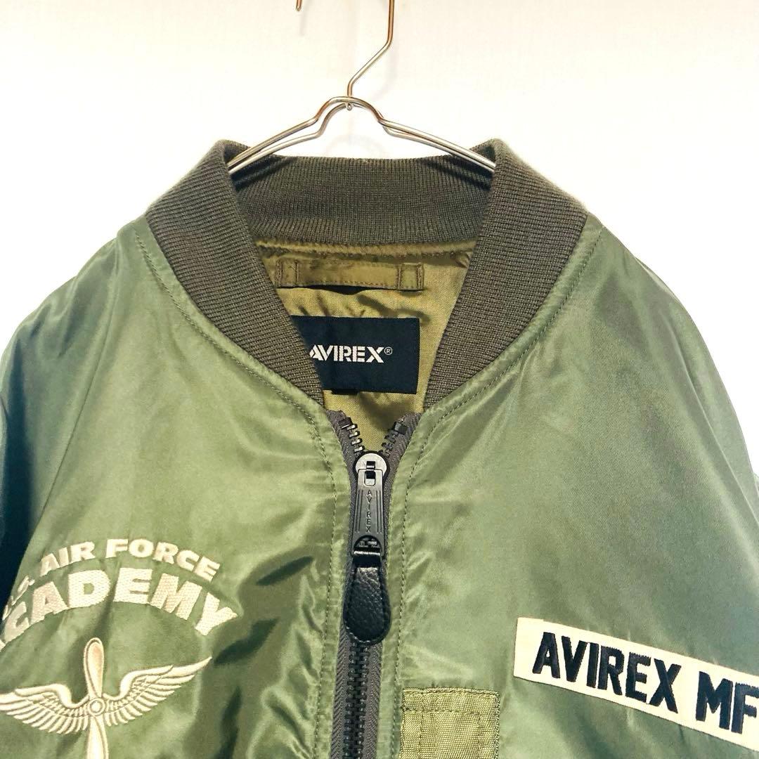AVIREX MA-1 3L スカジャン ミリタリー 刺繍 ワッペン カーキ