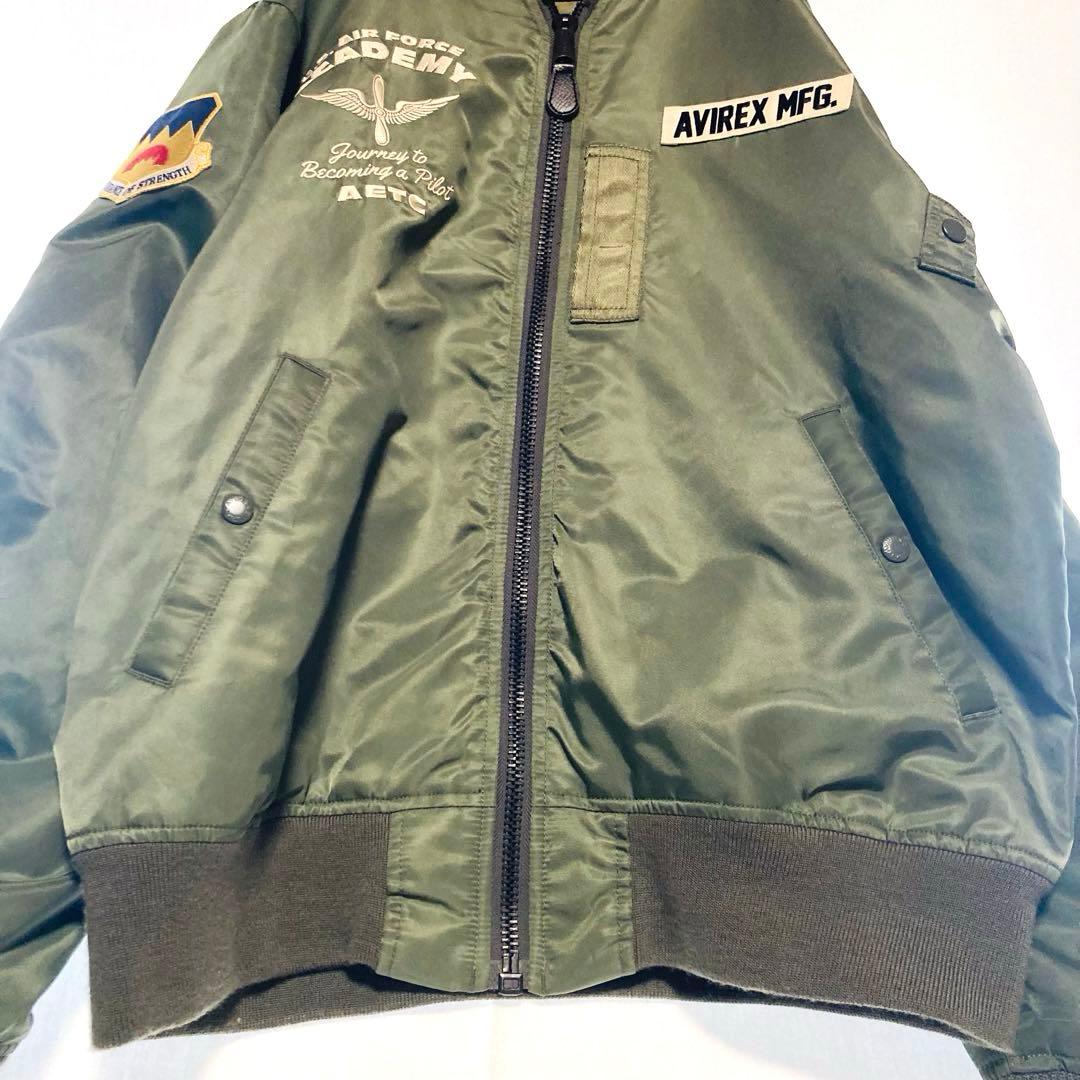 AVIREX MA-1 3L スカジャン ミリタリー 刺繍 ワッペン カーキ