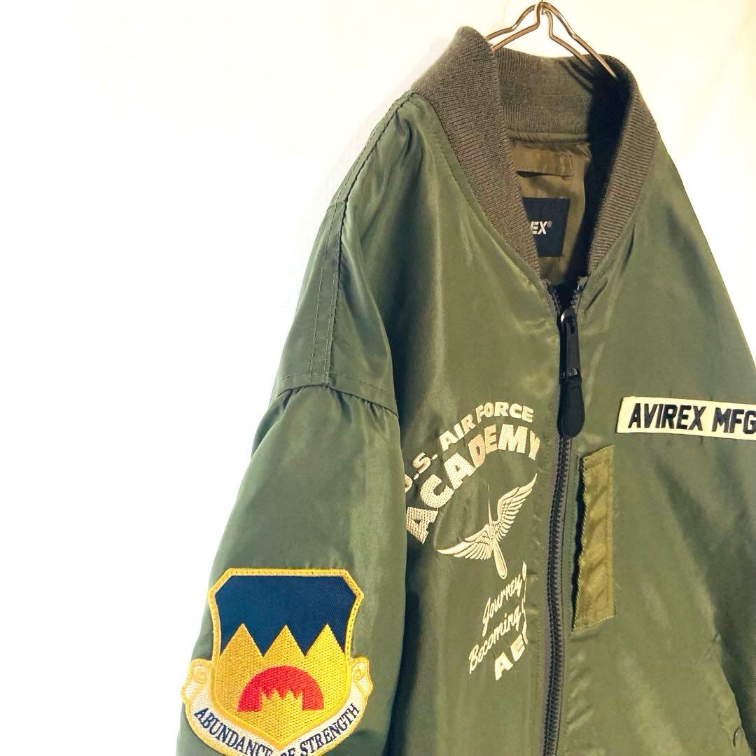 AVIREX MA-1 3L スカジャン ミリタリー 刺繍 ワッペン カーキ