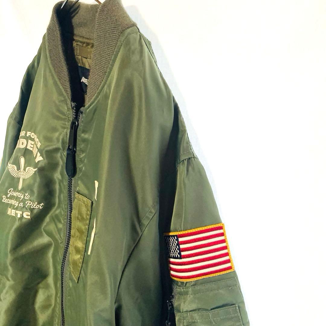 AVIREX MA-1 3L スカジャン ミリタリー 刺繍 ワッペン カーキ