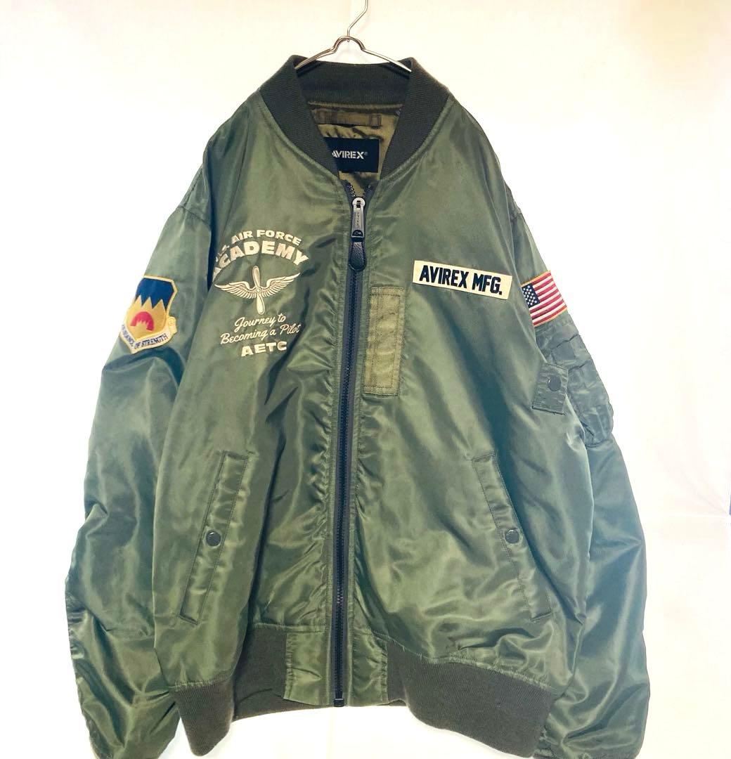 AVIREX MA-1 3L スカジャン ミリタリー 刺繍 ワッペン カーキ