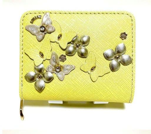 新品【ANNA SUI アナスイ】二つ折り財布 イエロー レザー