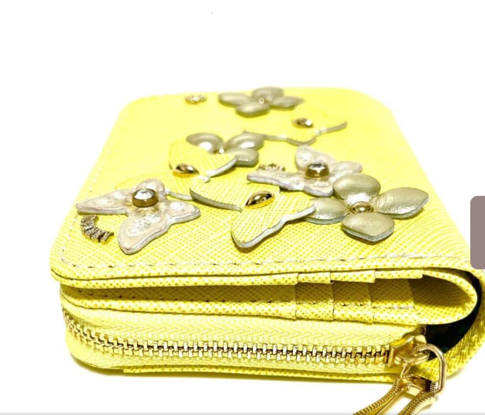 新品【ANNA SUI アナスイ】二つ折り財布 イエロー レザー