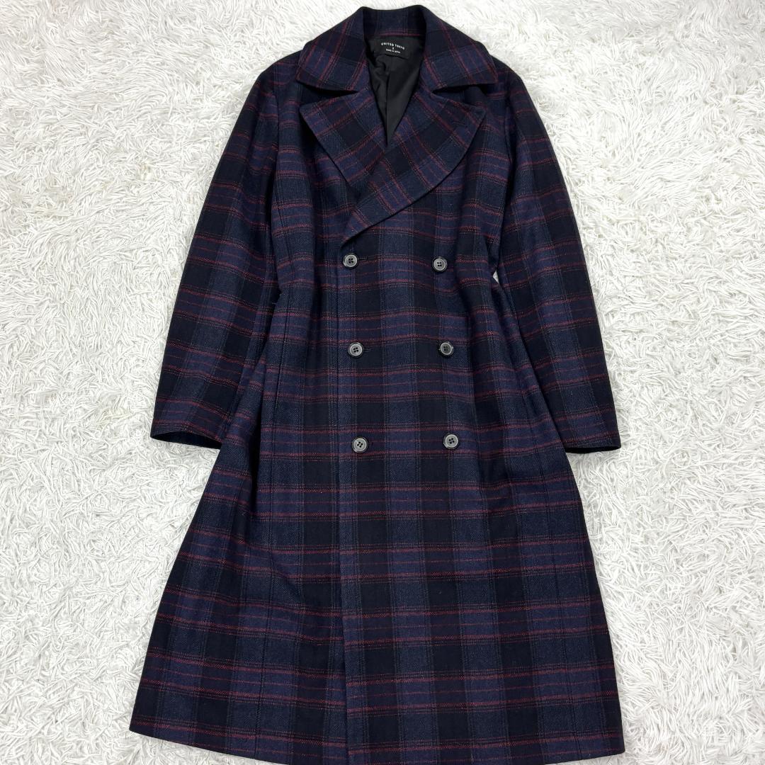 ☆完売品☆ レーヨン混　UNITED TOKYOチェック柄ロングコート　マキシ丈