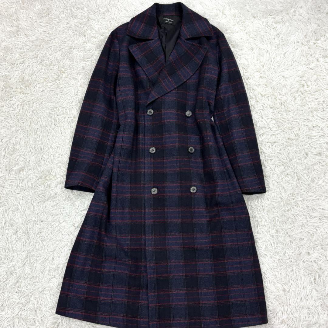 ☆完売品☆ レーヨン混　UNITED TOKYOチェック柄ロングコート　マキシ丈
