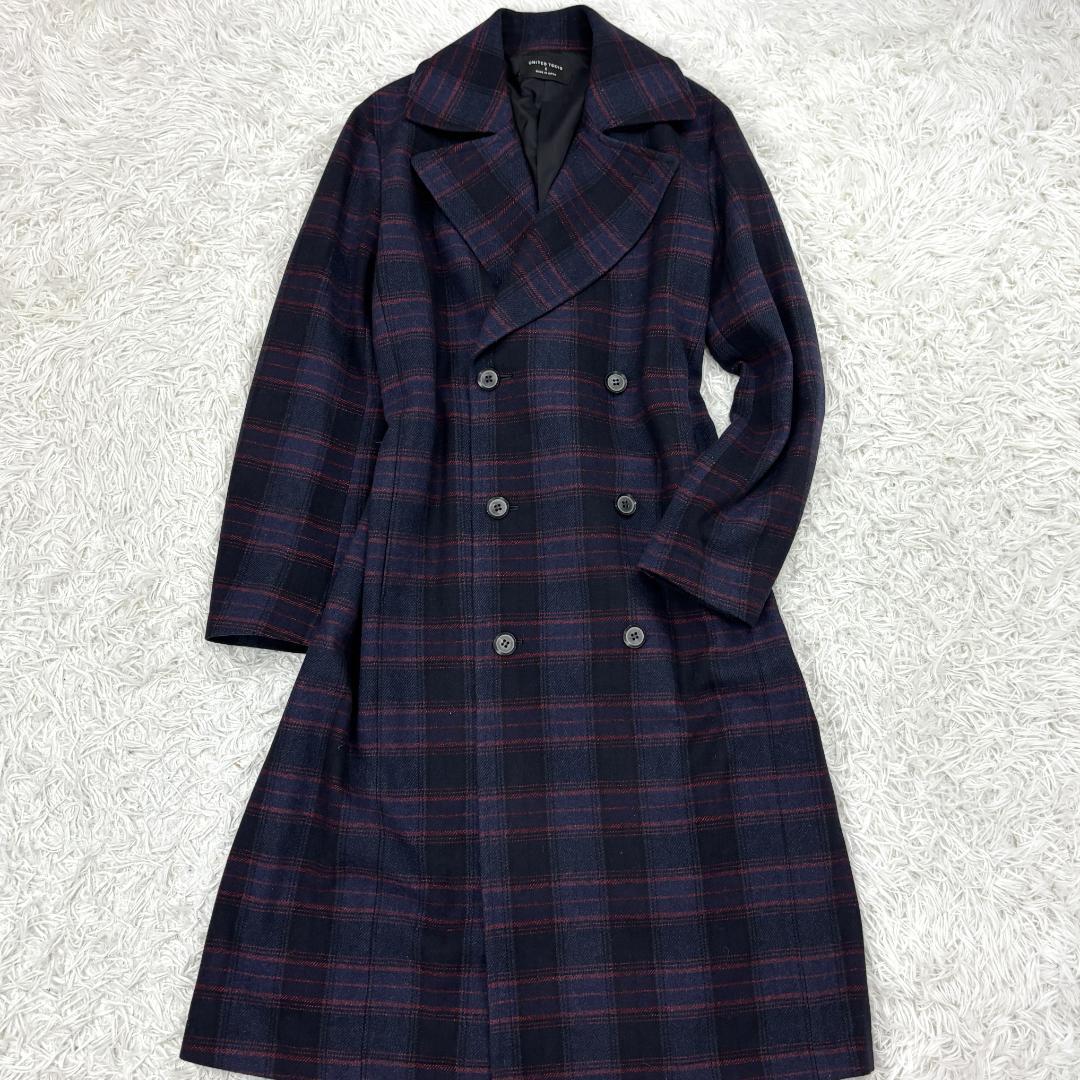 ☆完売品☆ レーヨン混　UNITED TOKYOチェック柄ロングコート　マキシ丈