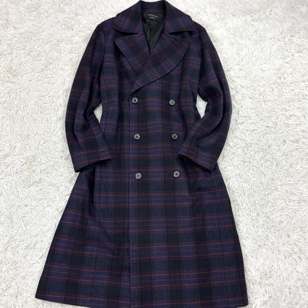 ☆完売品☆ レーヨン混　UNITED TOKYOチェック柄ロングコート　マキシ丈
