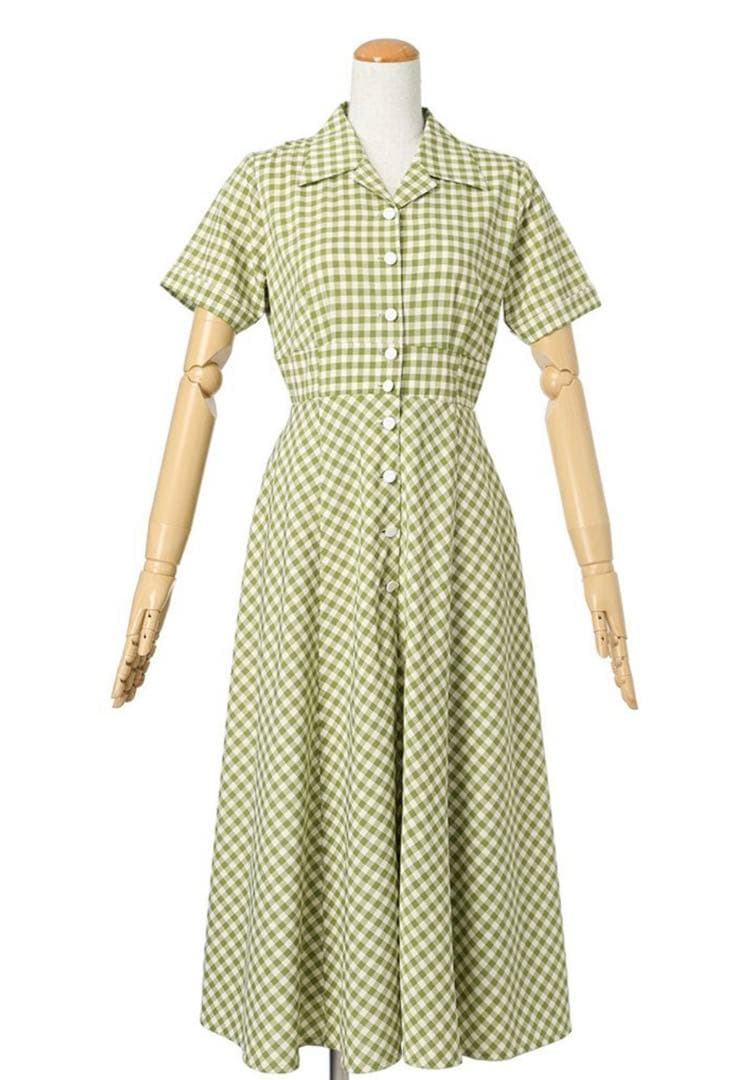 レトロギンガム開衿ワンピース/an another angelus