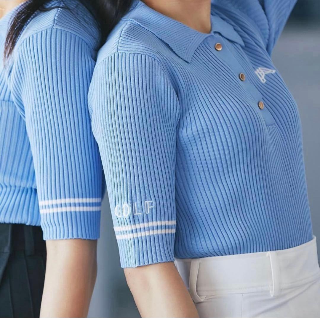 エースアンドレア　リブニット　ブルー