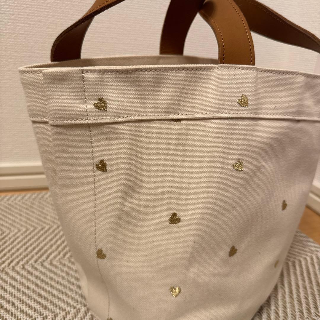 LUDLOW ハート刺繍キャンバストートバッグ　Lサイズ
