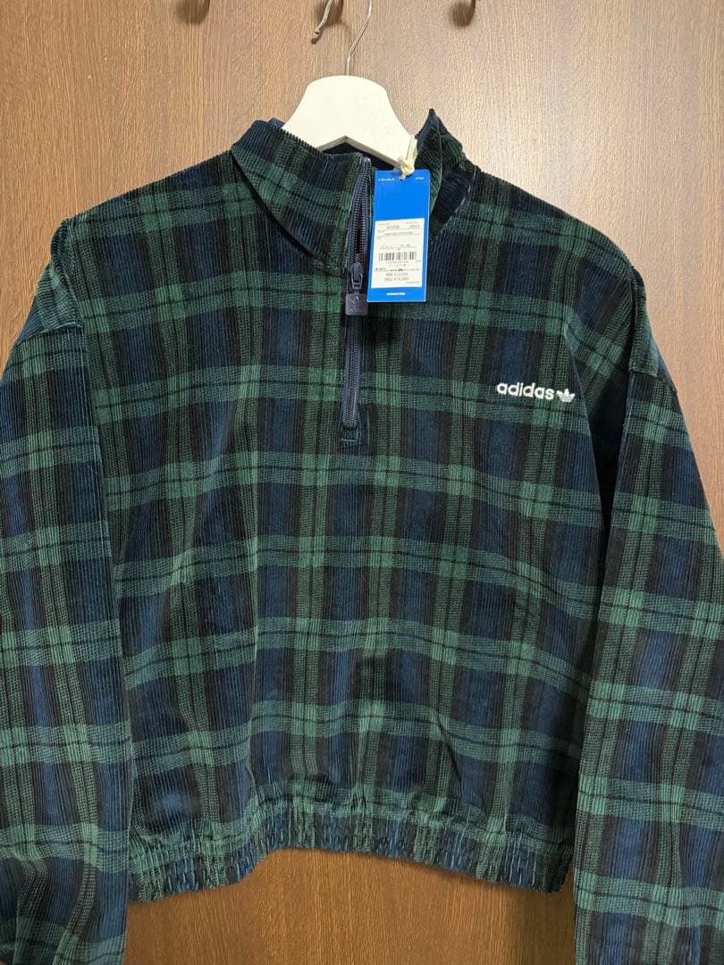 adidas コーデュロイ タータンチェック ハーフジップトップ