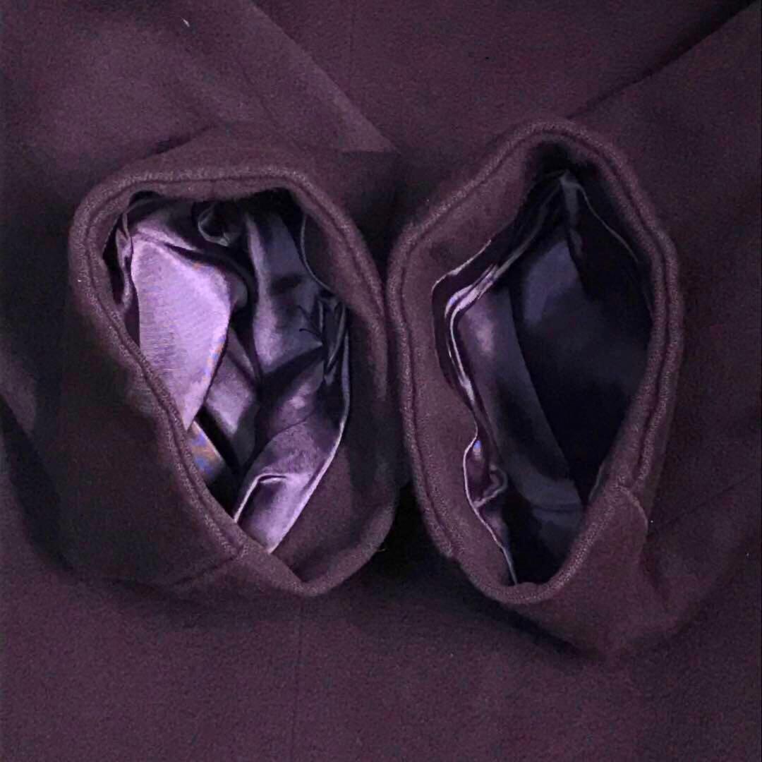 HARDY AMIES カシミヤ１００％レディース　ロングコート　パープル　金釦