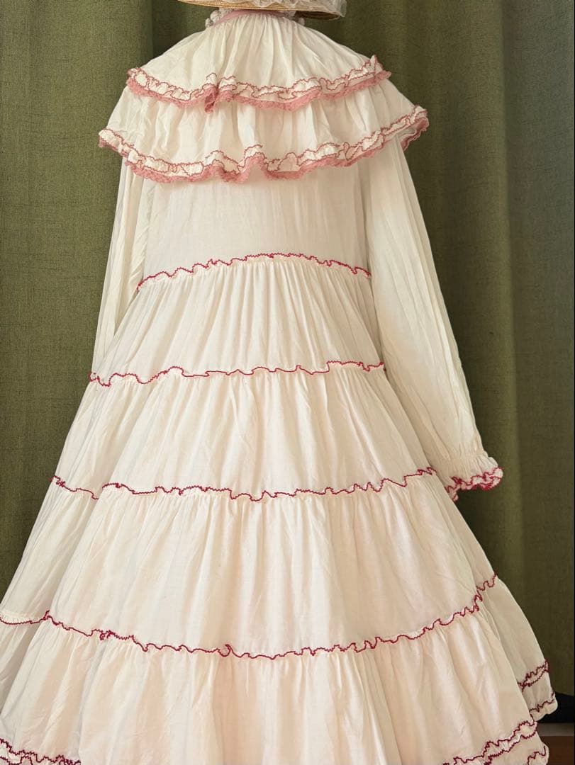 PINK HOUSE alcali グラデーションピッコト刺繍フリルワンピ