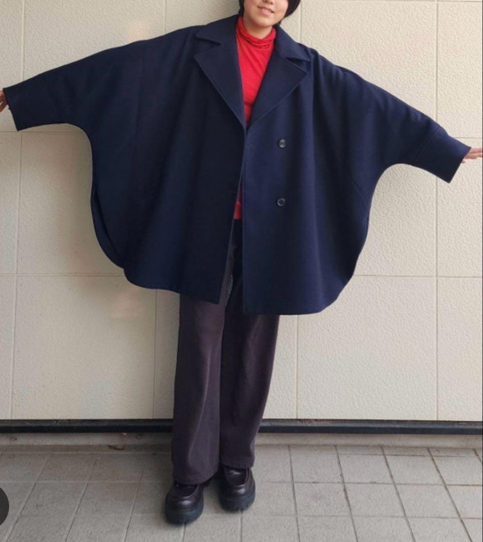 3日後削除します！完売品⭐︎新品GU コージーメルトンケープコート L ネイビー