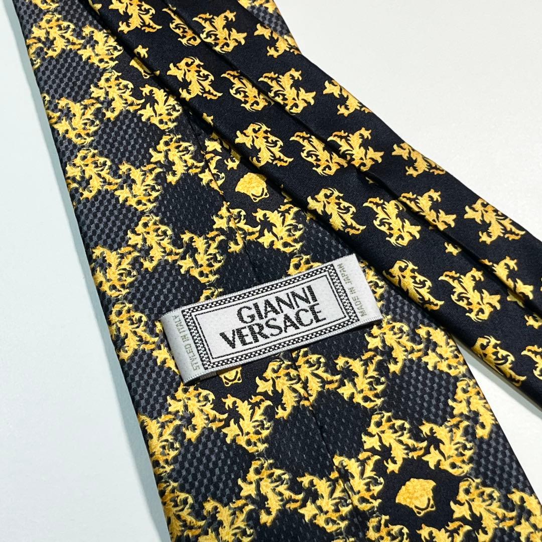 ✨美品✨VERSACE ヴェルサーチ　ネクタイ　バロック柄　メデューサ　ゴールド