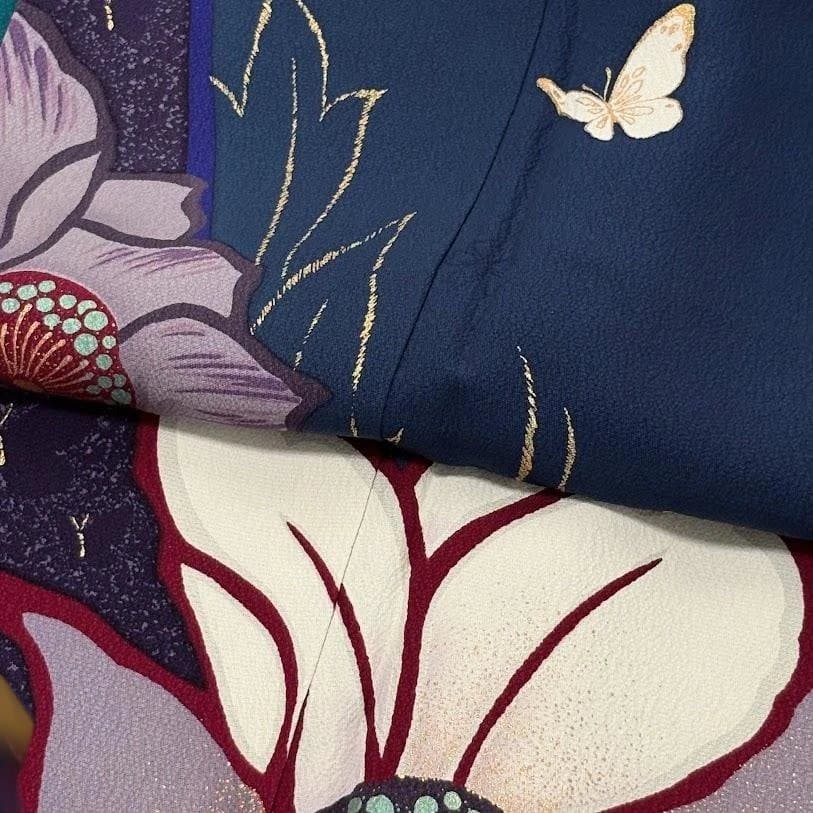 ゆりのはな　森英恵　HANAE MORI　本振袖　京友禅金彩加工　正絹　J703