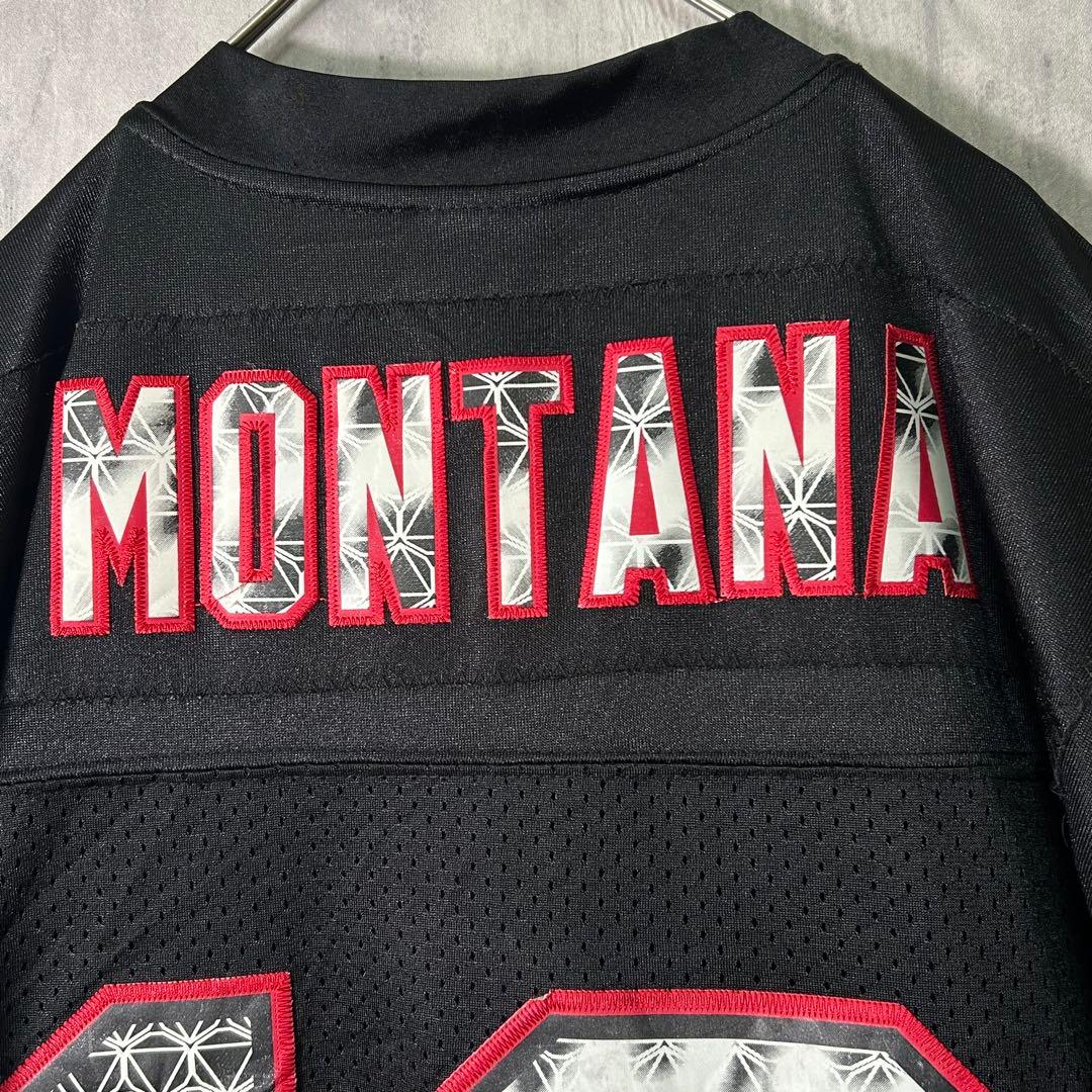 希少デザイン NFL 49ers ジョー・モンタナ ゲームシャツ メッシュ 黒