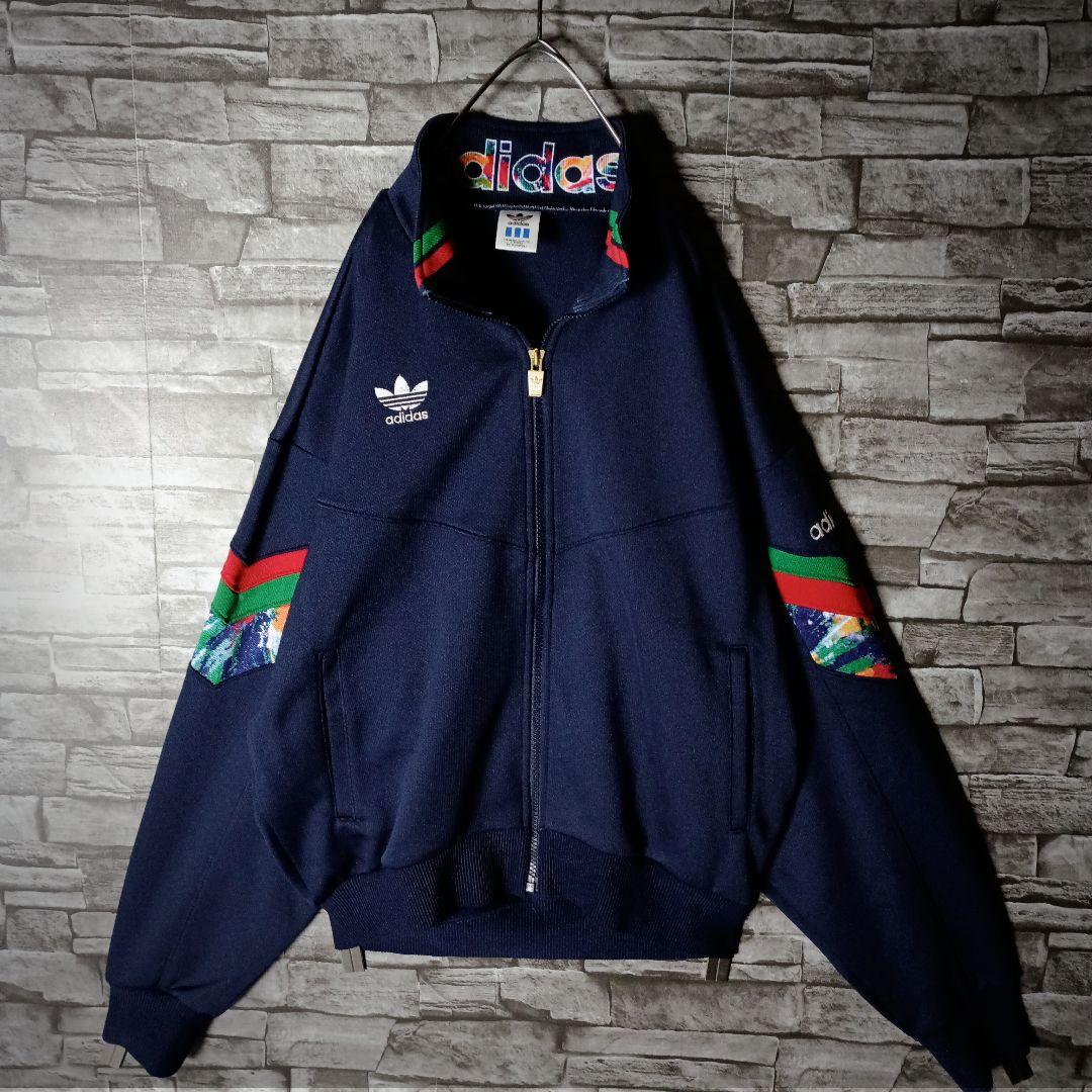 美品80ｓ90ｓ☆デサントアディダスジャージセットアップ 刺繍ロゴ 3ライン