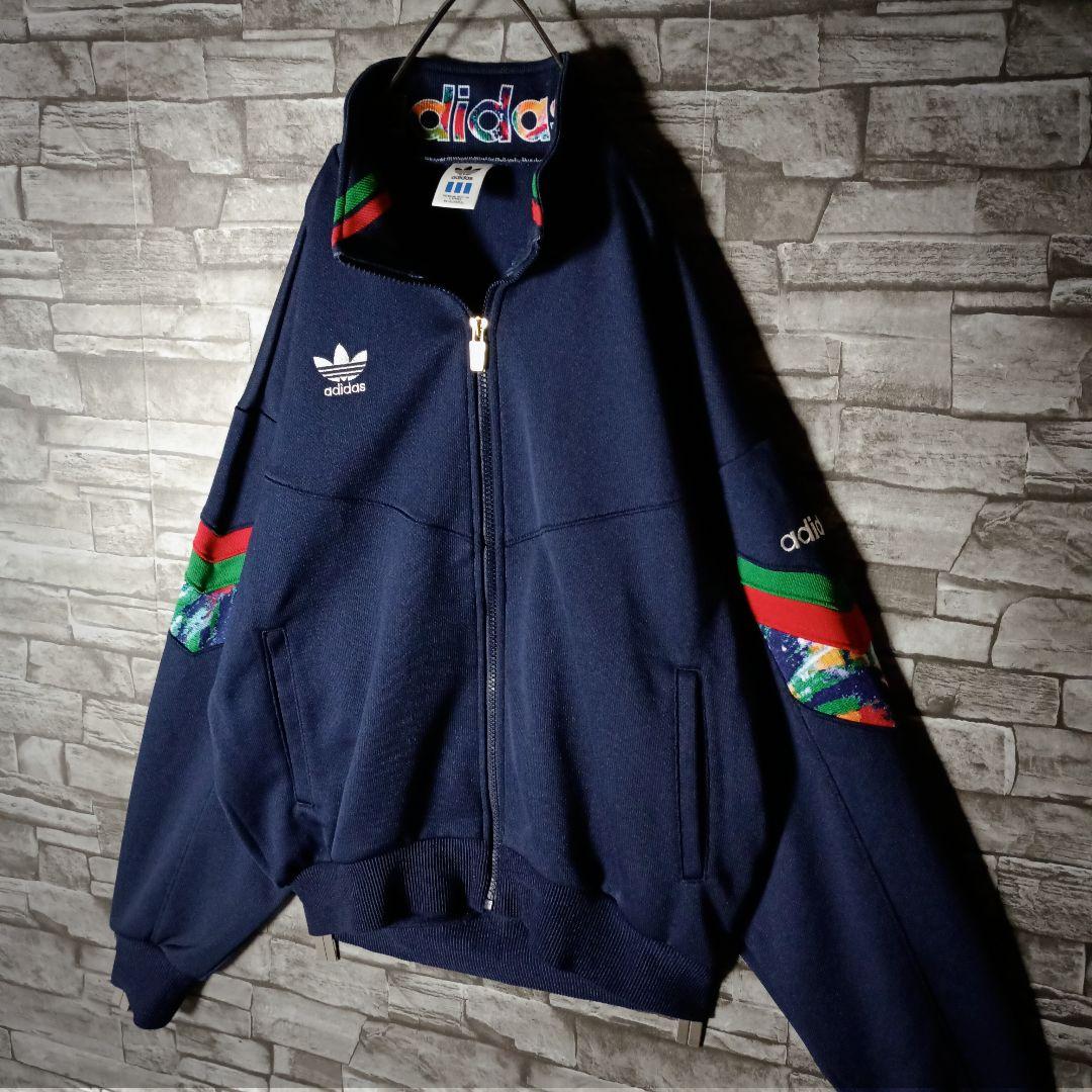 美品80ｓ90ｓ☆デサントアディダスジャージセットアップ 刺繍ロゴ 3ライン
