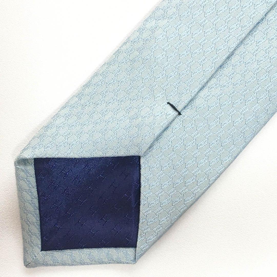 未使用級 エルメス HERMES ネクタイ シルク フランス製 ライトブルー