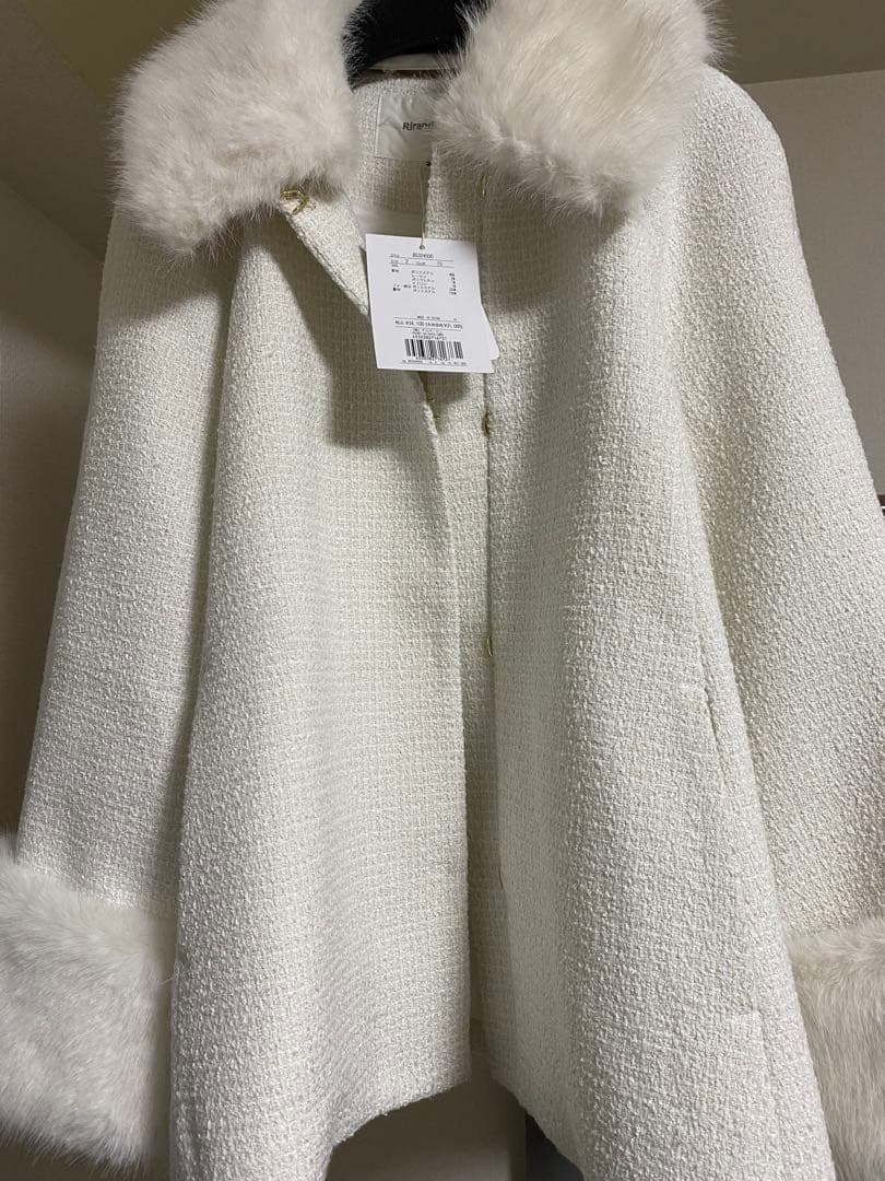 rirandture ツィードファー衿ショートコート