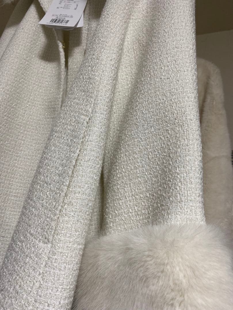 rirandture ツィードファー衿ショートコート