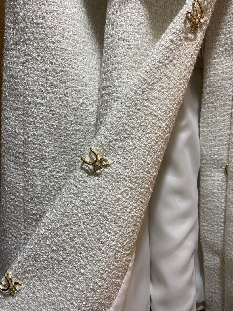 rirandture ツィードファー衿ショートコート