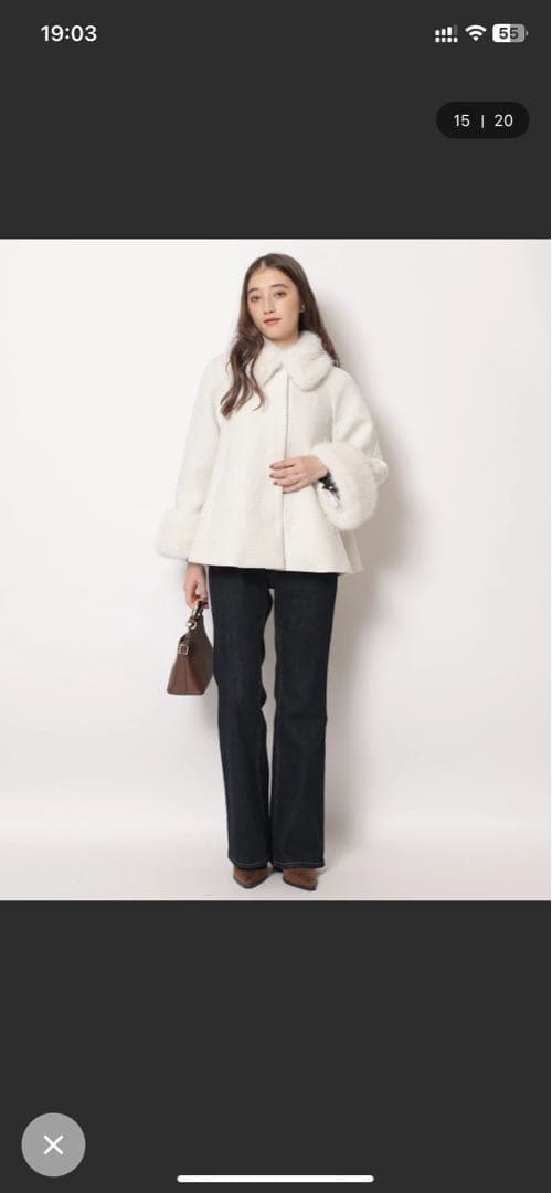 rirandture ツィードファー衿ショートコート