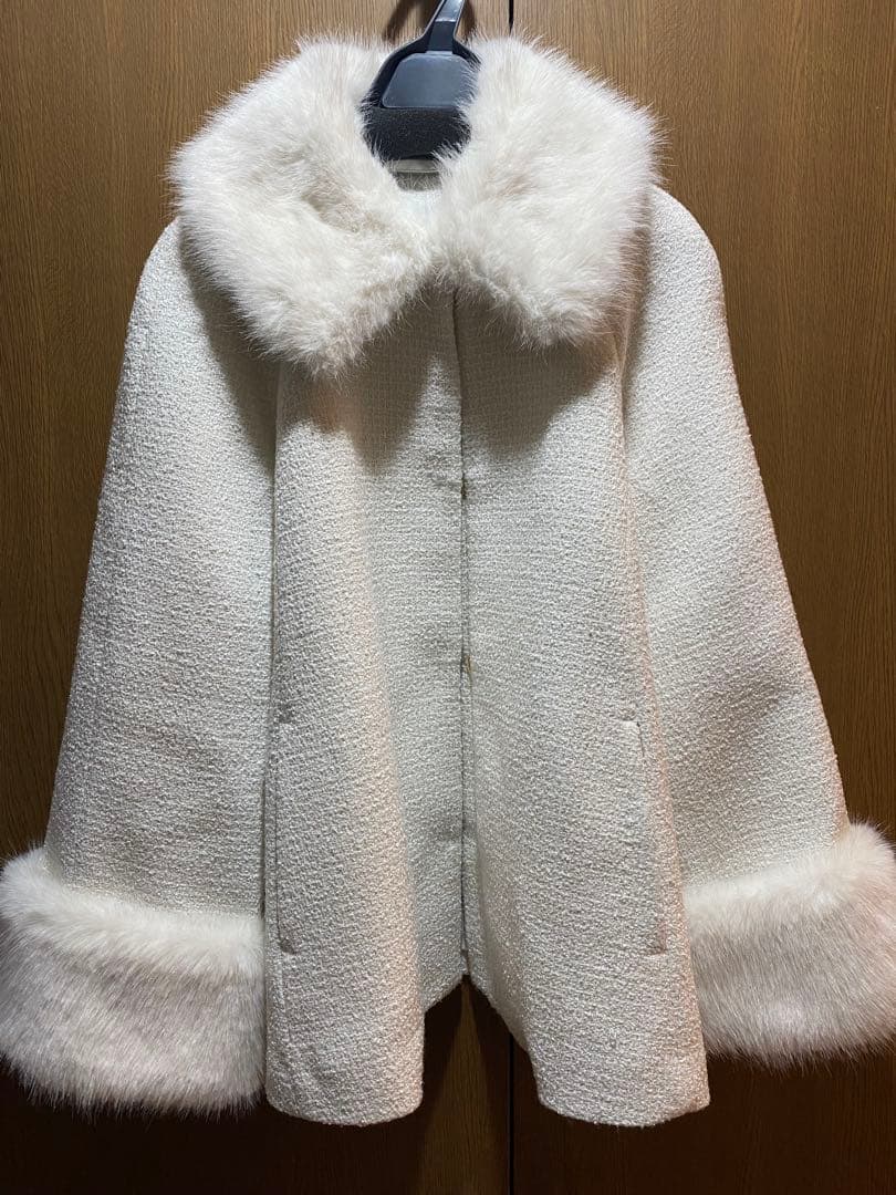 rirandture ツィードファー衿ショートコート