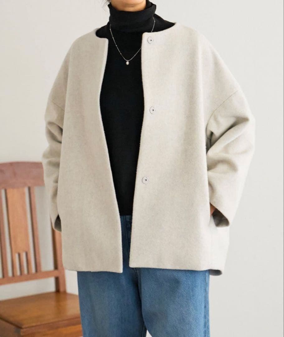 BEARDSLEY ノーカラージャケット グレー