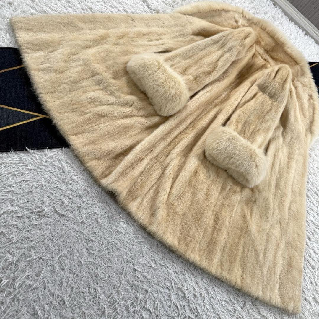 総丈110㎝ サガセレクト パールミンク フォックス コート L相当 AA064