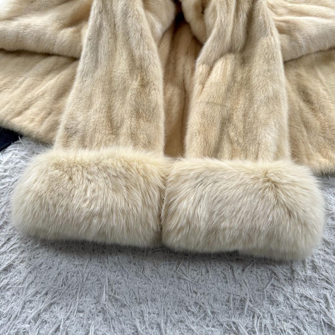 総丈110㎝ サガセレクト パールミンク フォックス コート L相当 AA064