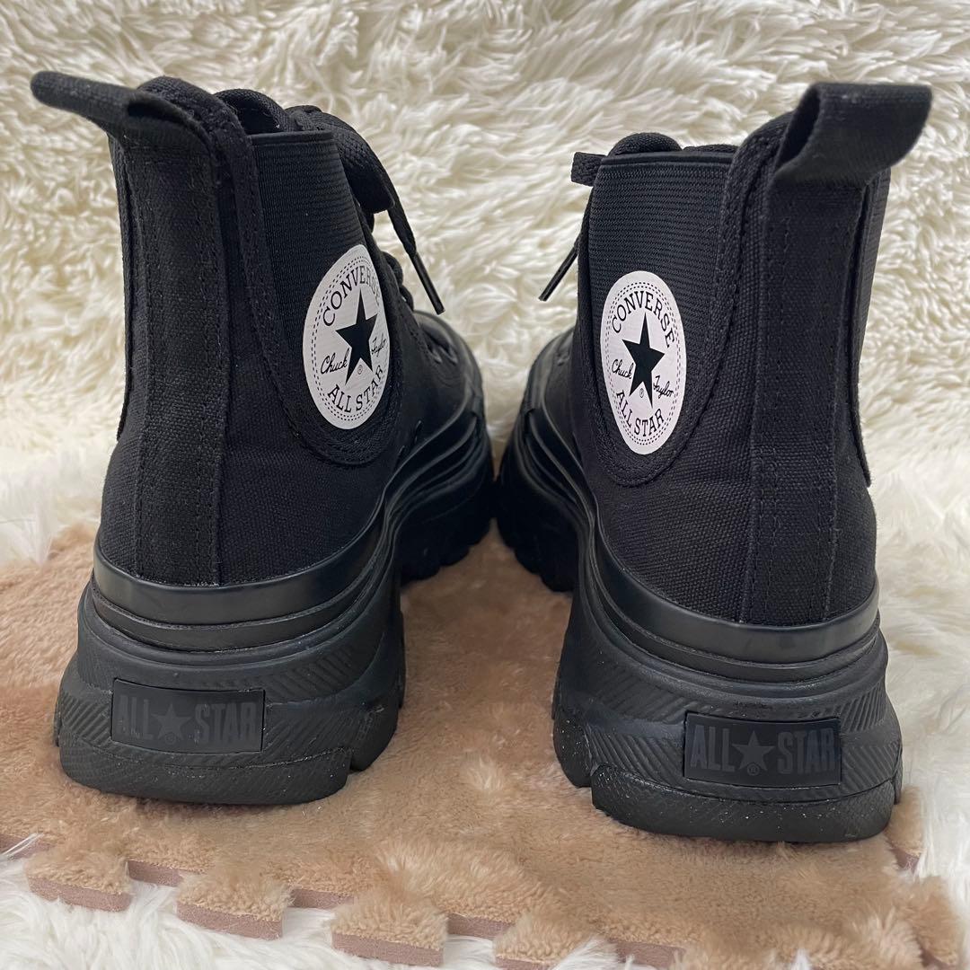 美品　CONVERSE ハイカット 厚底 黒 23.5cm オールブラック